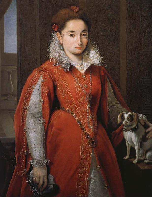 With the red dog lady, Alessandro Allori